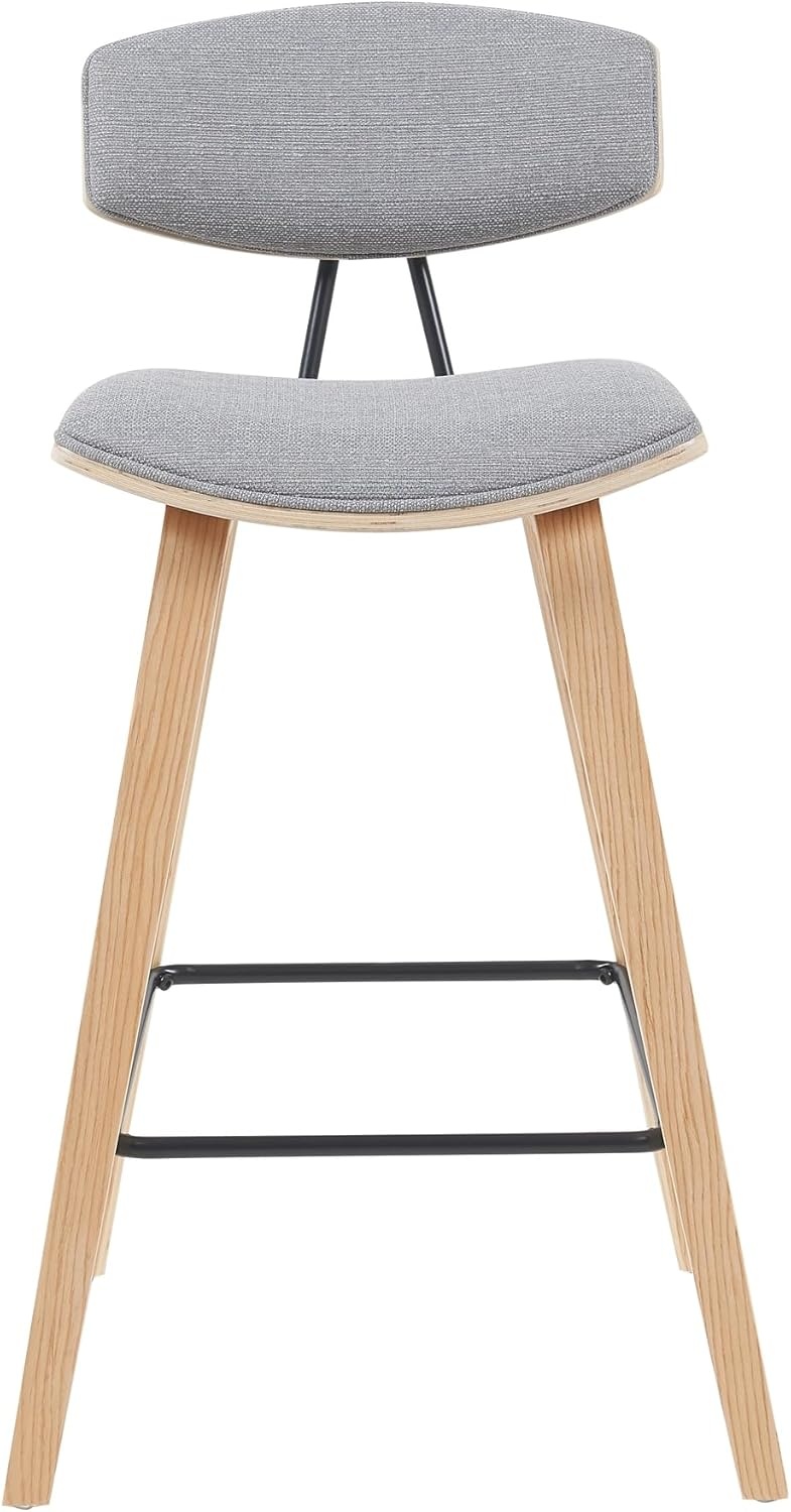 image:imageFox Modern Counter Height Bar Stool with Speckled Blue Upholstered Seat and Black Brushed Wood Frame Set of 2Grey FabricOak