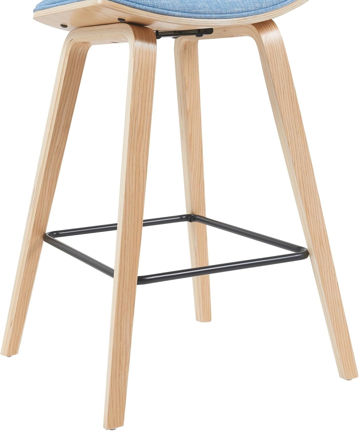 image:imageFox Modern Counter Height Bar Stool with Speckled Blue Upholstered Seat and Black Brushed Wood Frame Set of 2Light Blue FabricOak