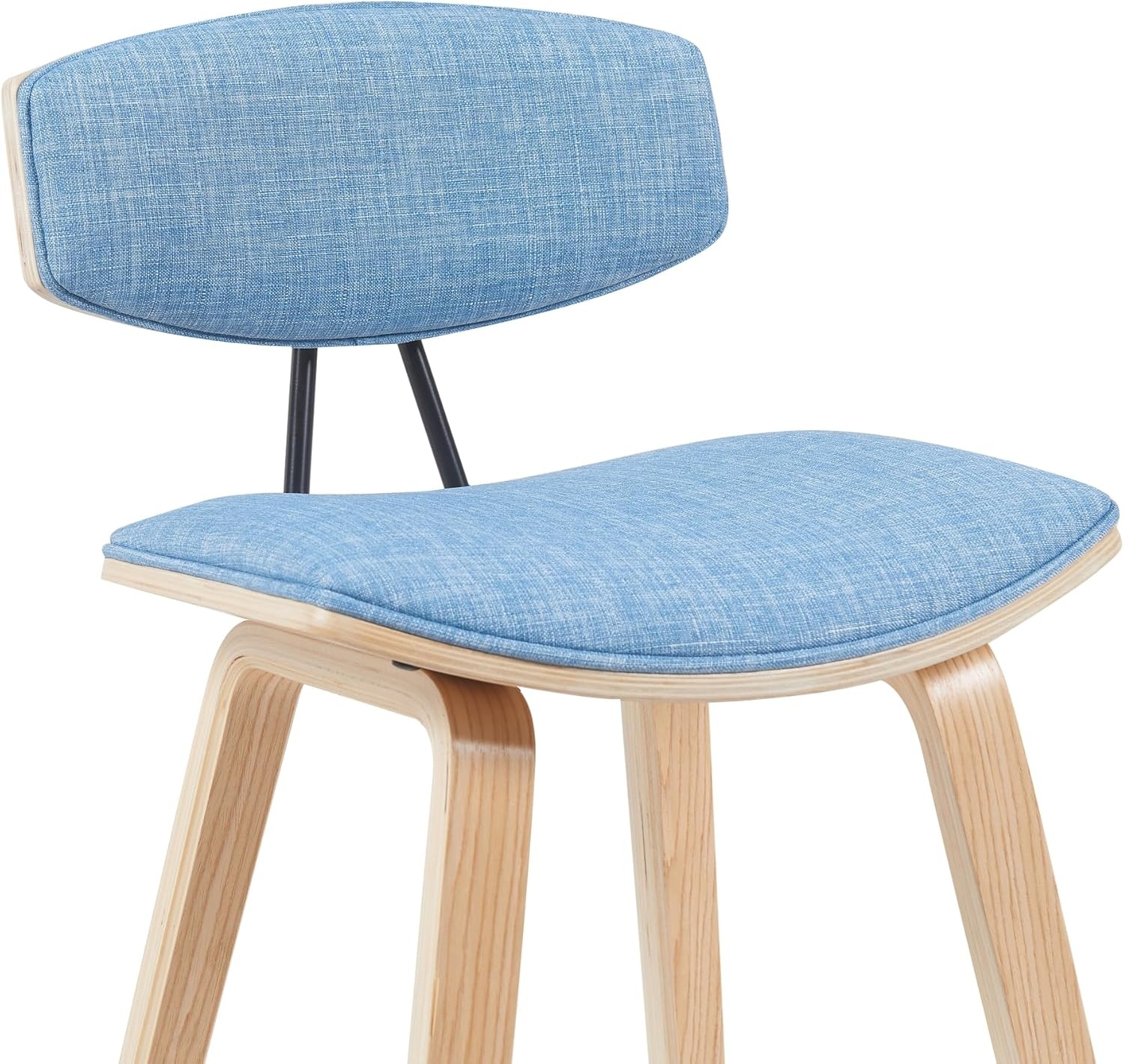 image:imageFox Modern Counter Height Bar Stool with Speckled Blue Upholstered Seat and Black Brushed Wood Frame Set of 2Light Blue FabricOak