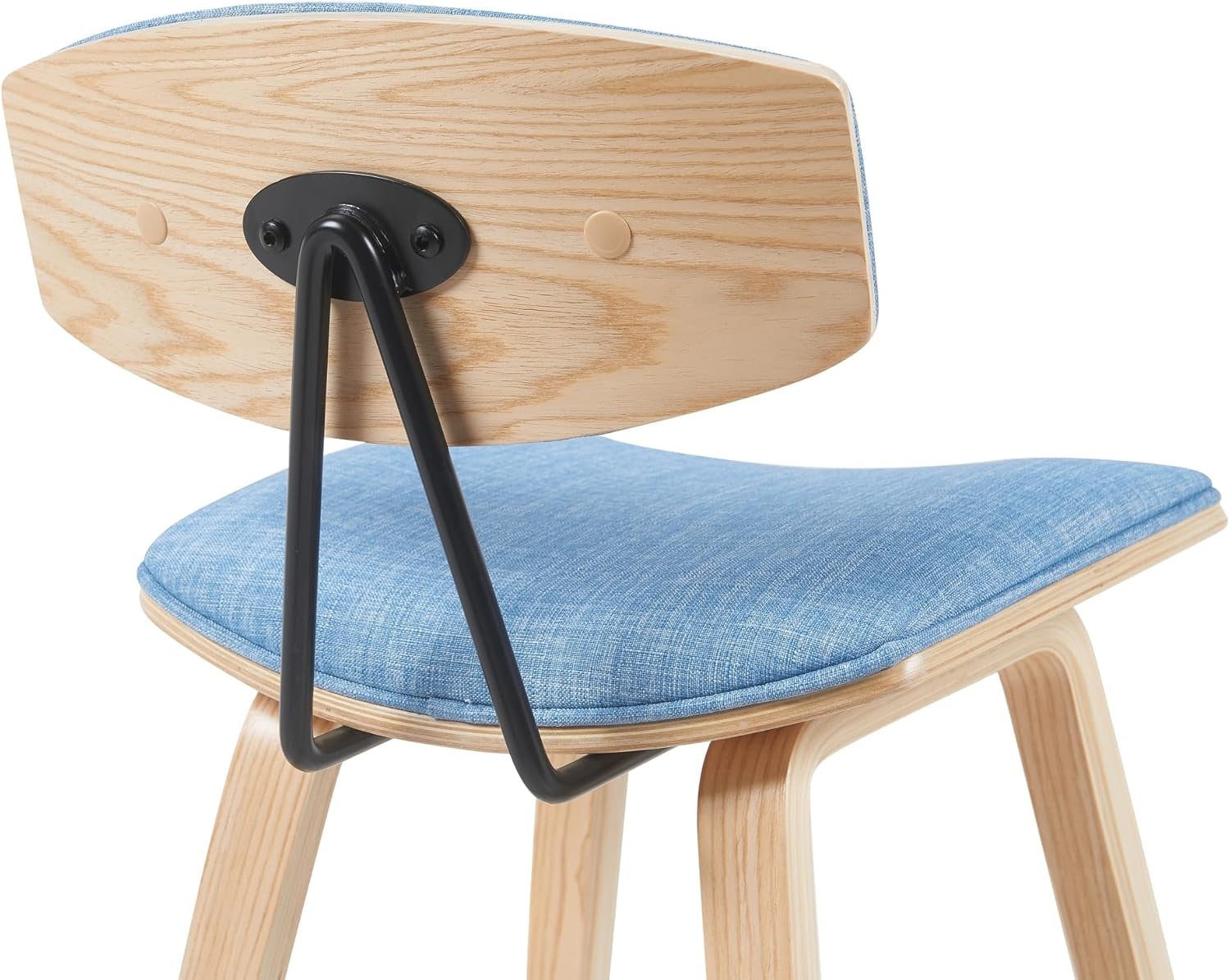 image:imageFox Modern Counter Height Bar Stool with Speckled Blue Upholstered Seat and Black Brushed Wood Frame Set of 2Light Blue FabricOak