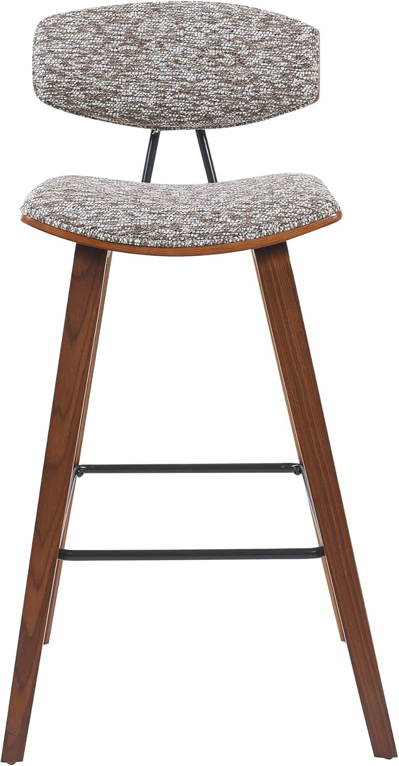 image:imageFox Modern Counter Height Bar Stool with Speckled Blue Upholstered Seat and Black Brushed Wood Frame Set of 2Speckled Brown FabricWalnut