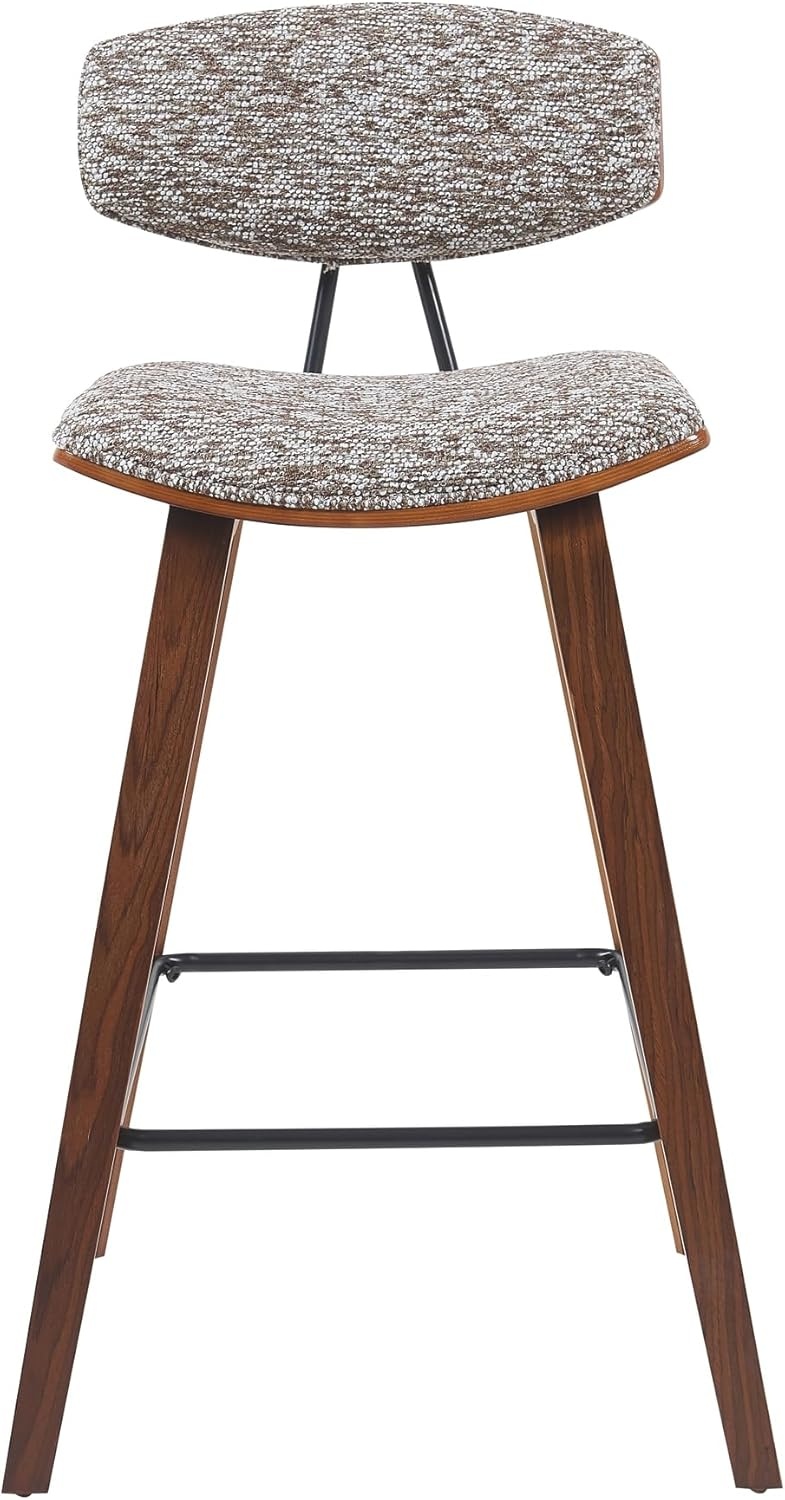 image:imageFox Modern Counter Height Bar Stool with Speckled Blue Upholstered Seat and Black Brushed Wood Frame Set of 2Speckled Brown FabricWalnut