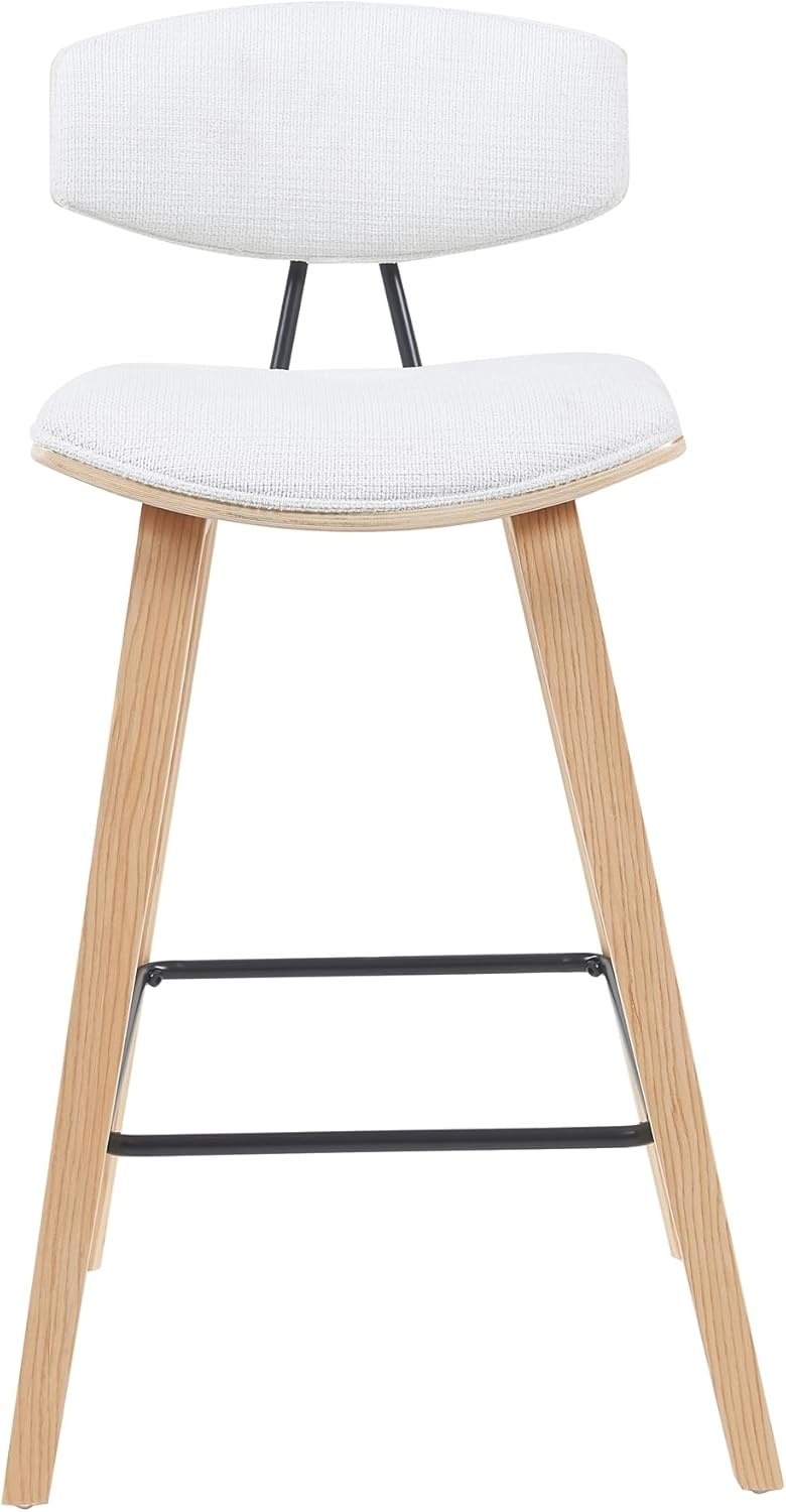 image:imageFox Modern Counter Height Bar Stool with Speckled Blue Upholstered Seat and Black Brushed Wood Frame Set of 2White FabricOak