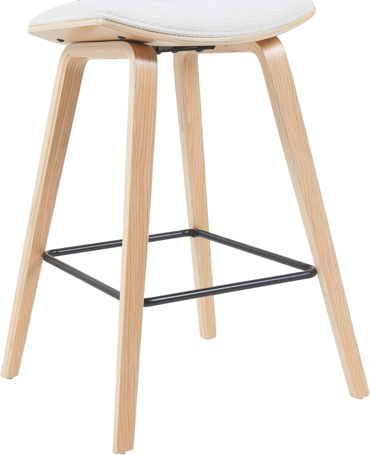 image:imageFox Modern Counter Height Bar Stool with Speckled Blue Upholstered Seat and Black Brushed Wood Frame Set of 2White FabricOak