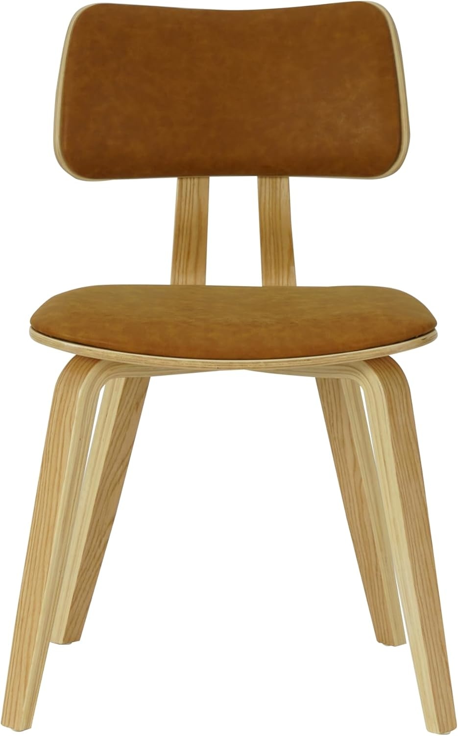 image:imageJaguar Vintage Green Curved Back Wood Dining Chair with Faux Leather Seat Set of 3Camel