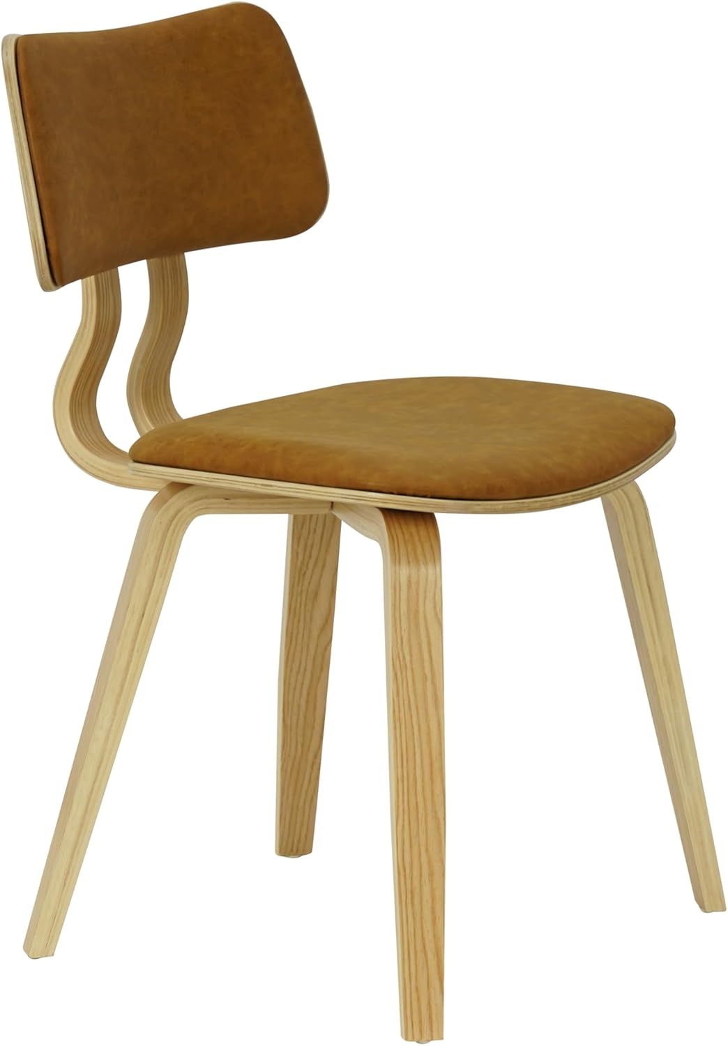 image:imageJaguar Vintage Green Curved Back Wood Dining Chair with Faux Leather Seat Set of 3Camel