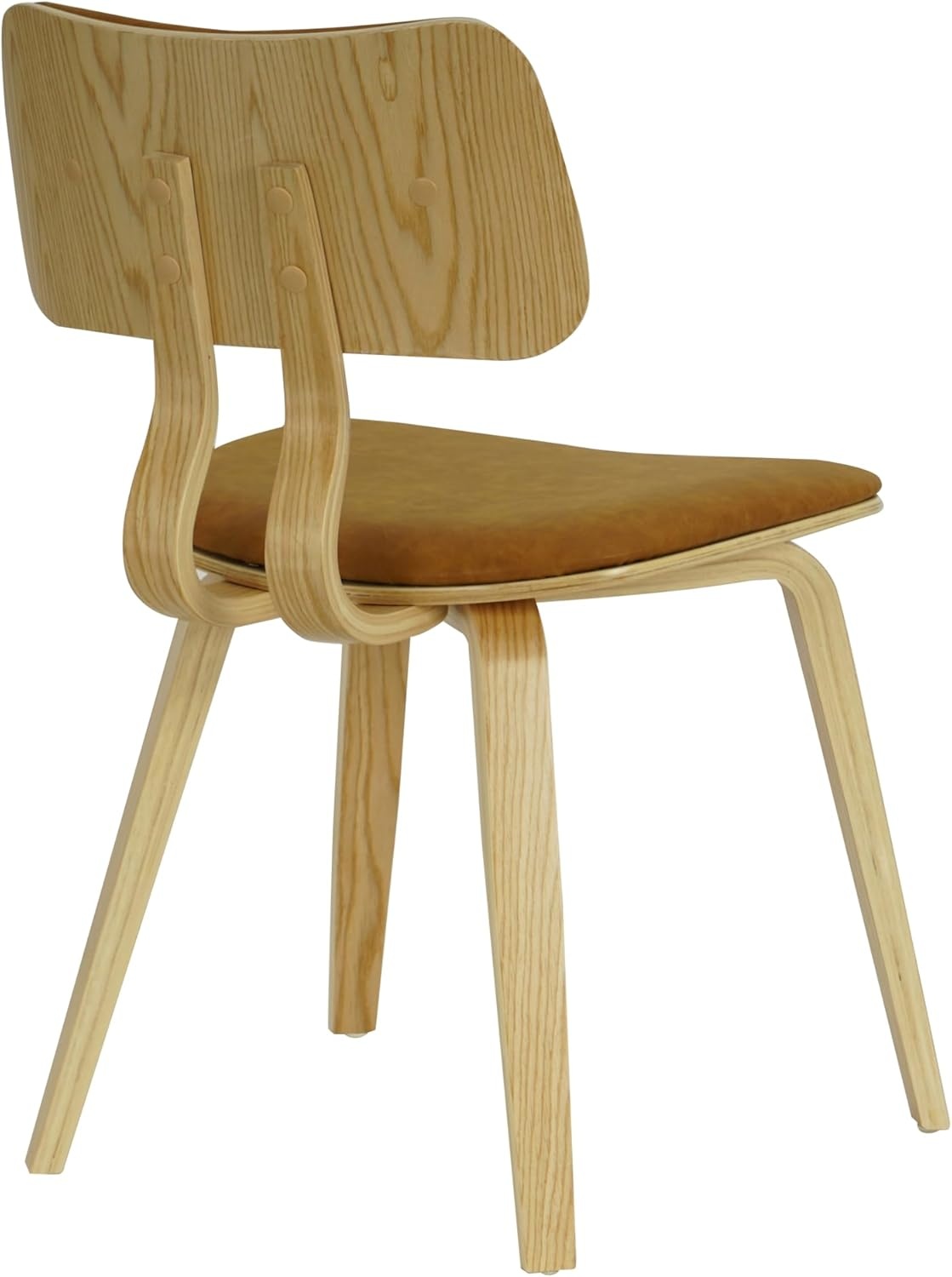 image:imageJaguar Vintage Green Curved Back Wood Dining Chair with Faux Leather Seat Set of 3Camel