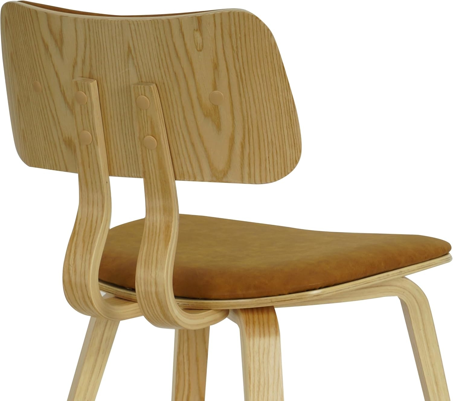 image:imageJaguar Vintage Green Curved Back Wood Dining Chair with Faux Leather Seat Set of 3Camel