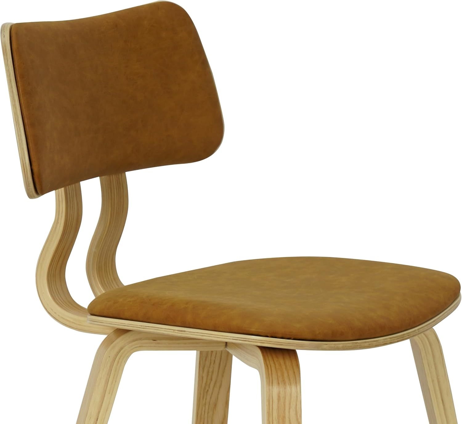 image:imageJaguar Vintage Green Curved Back Wood Dining Chair with Faux Leather Seat Set of 3Camel