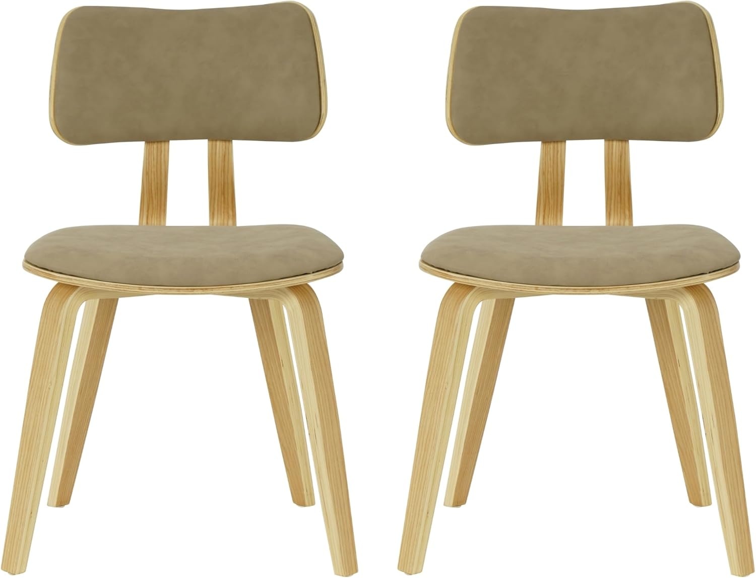 image:imageJaguar Vintage Green Curved Back Wood Dining Chair with Faux Leather Seat Set of 3Vintage Taupe