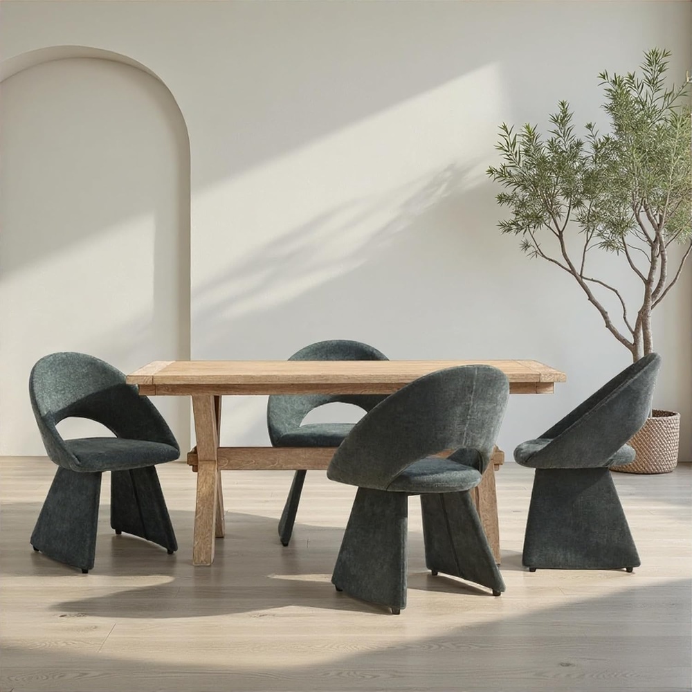 image:imageArmen Living Angelina Modern Curved Back Plum Upholstered Dining Chair Set of 4Forest Green