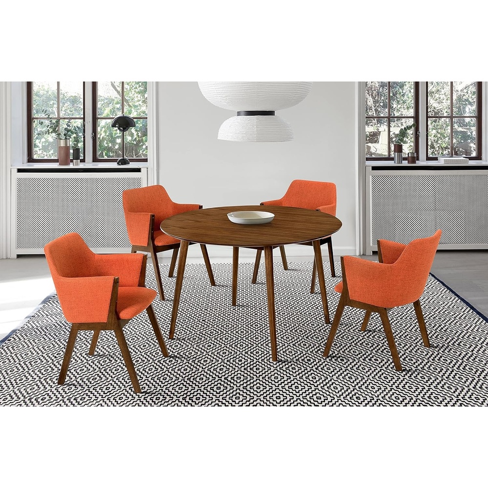 image:imageArmen Living Arcadia and Renzo 48 Round Orange and Walnut Wood 5 Piece Dining Set