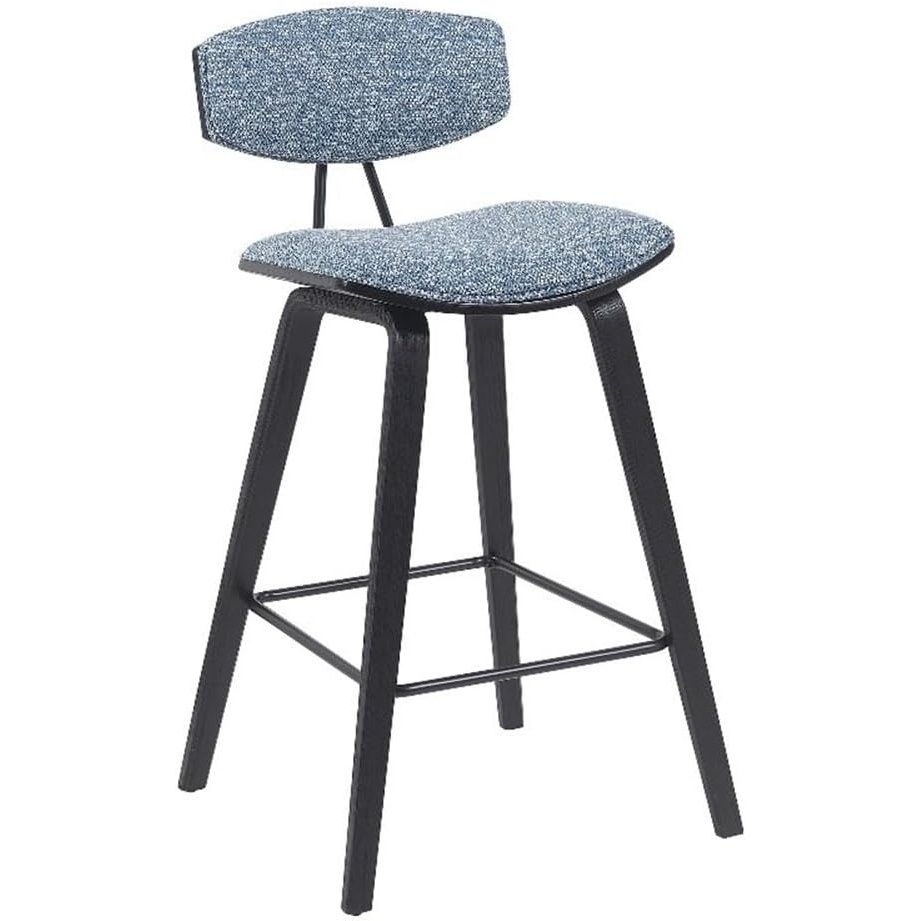 image:imageFox Modern Counter Height Bar Stool with Speckled Blue Upholstered Seat and Black Brushed Wood Frame Set of 2Blue FabricBlack