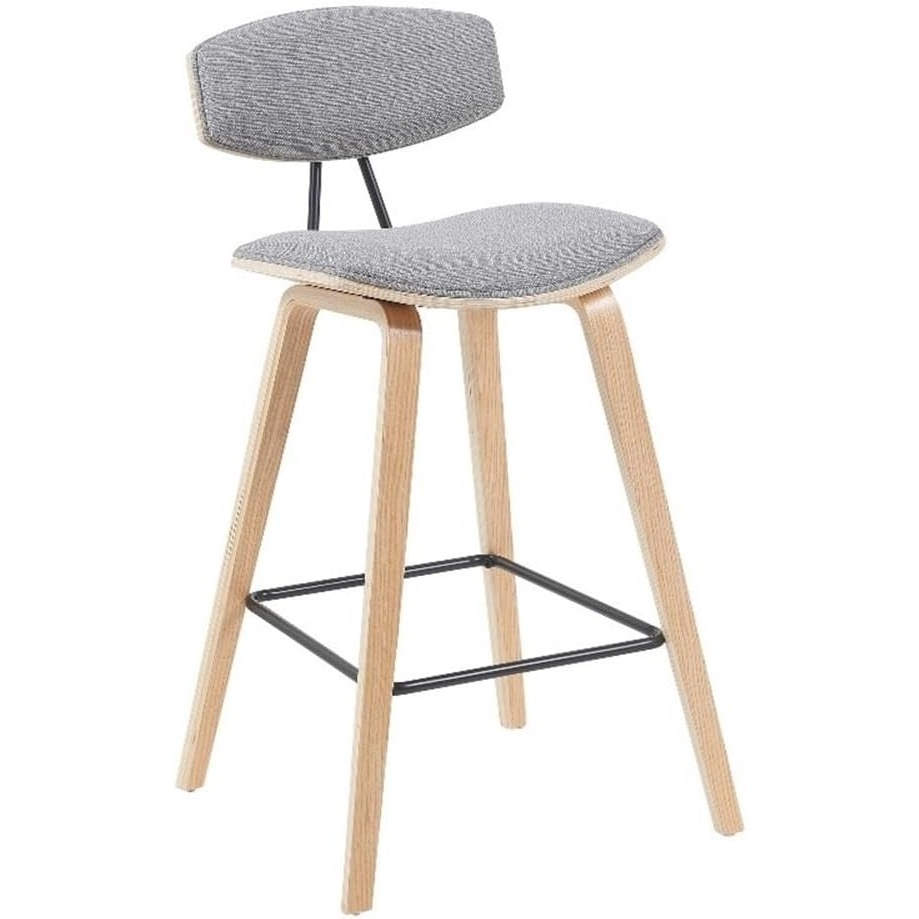 image:imageFox Modern Counter Height Bar Stool with Speckled Blue Upholstered Seat and Black Brushed Wood Frame Set of 2Gray FabricOak