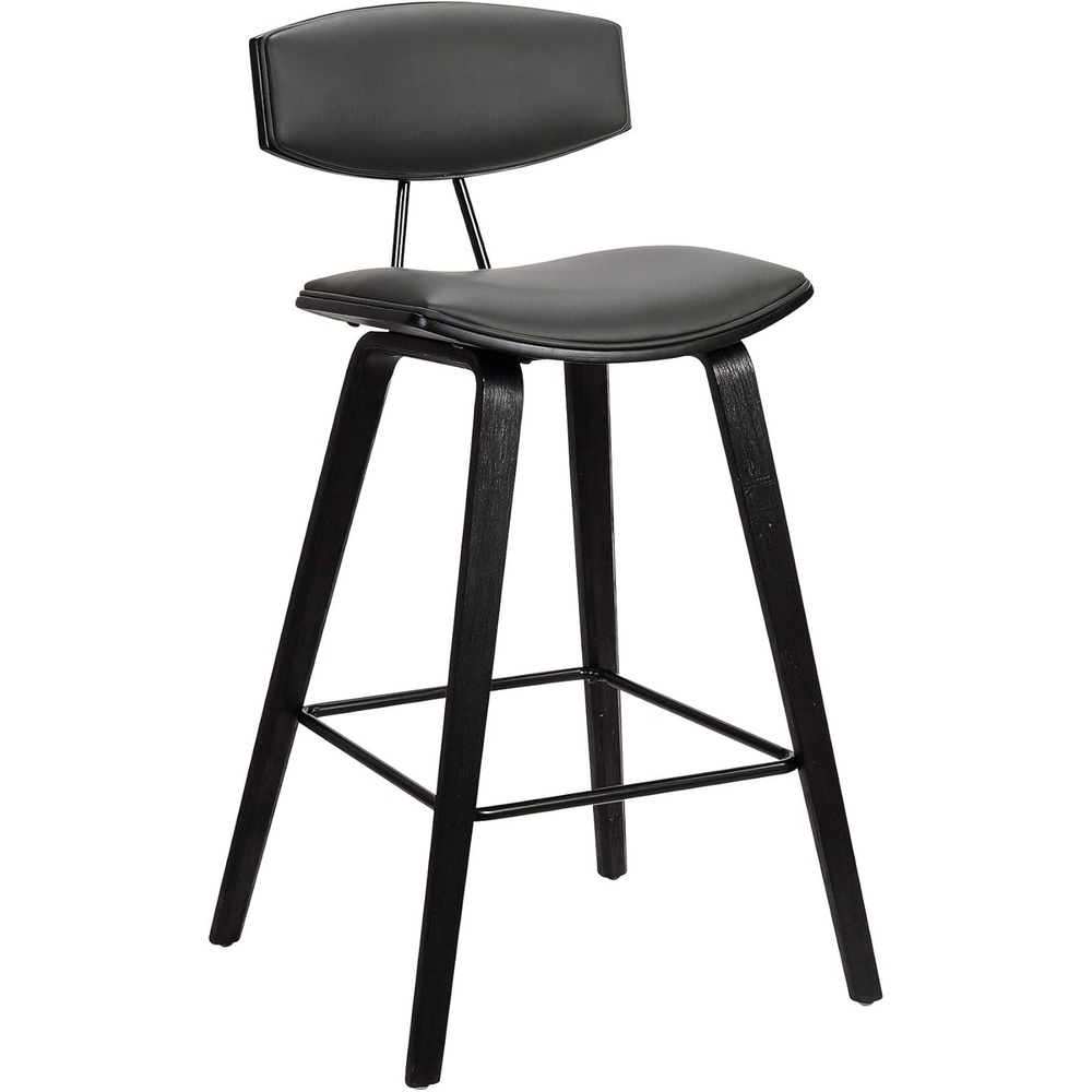 image:imageFox Modern Counter Height Bar Stool with Speckled Blue Upholstered Seat and Black Brushed Wood Frame Set of 2Gray Faux LeatherBlack