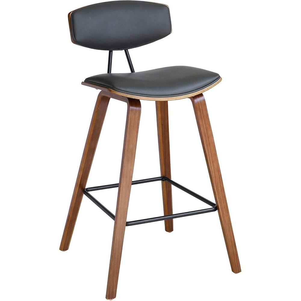 image:imageFox Modern Counter Height Bar Stool with Speckled Blue Upholstered Seat and Black Brushed Wood Frame Set of 2Gray Faux LeatherWalnut