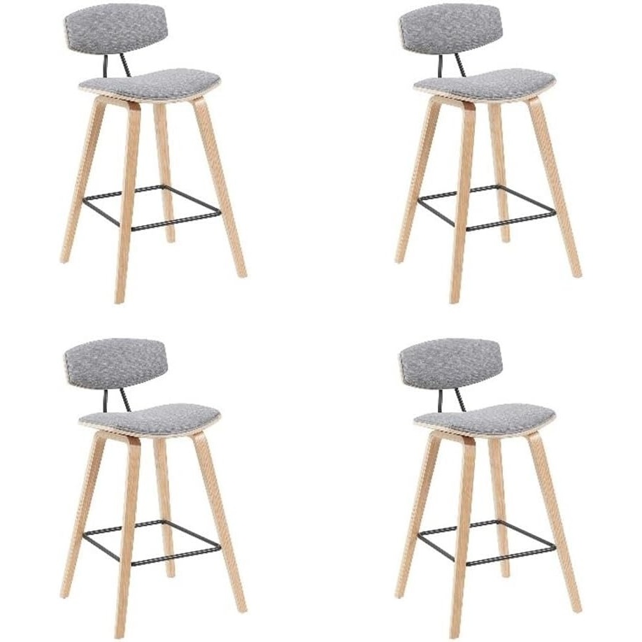 image:imageFox Modern Counter Height Bar Stool with Speckled Blue Upholstered Seat and Black Brushed Wood Frame Set of 2Grey FabricOak