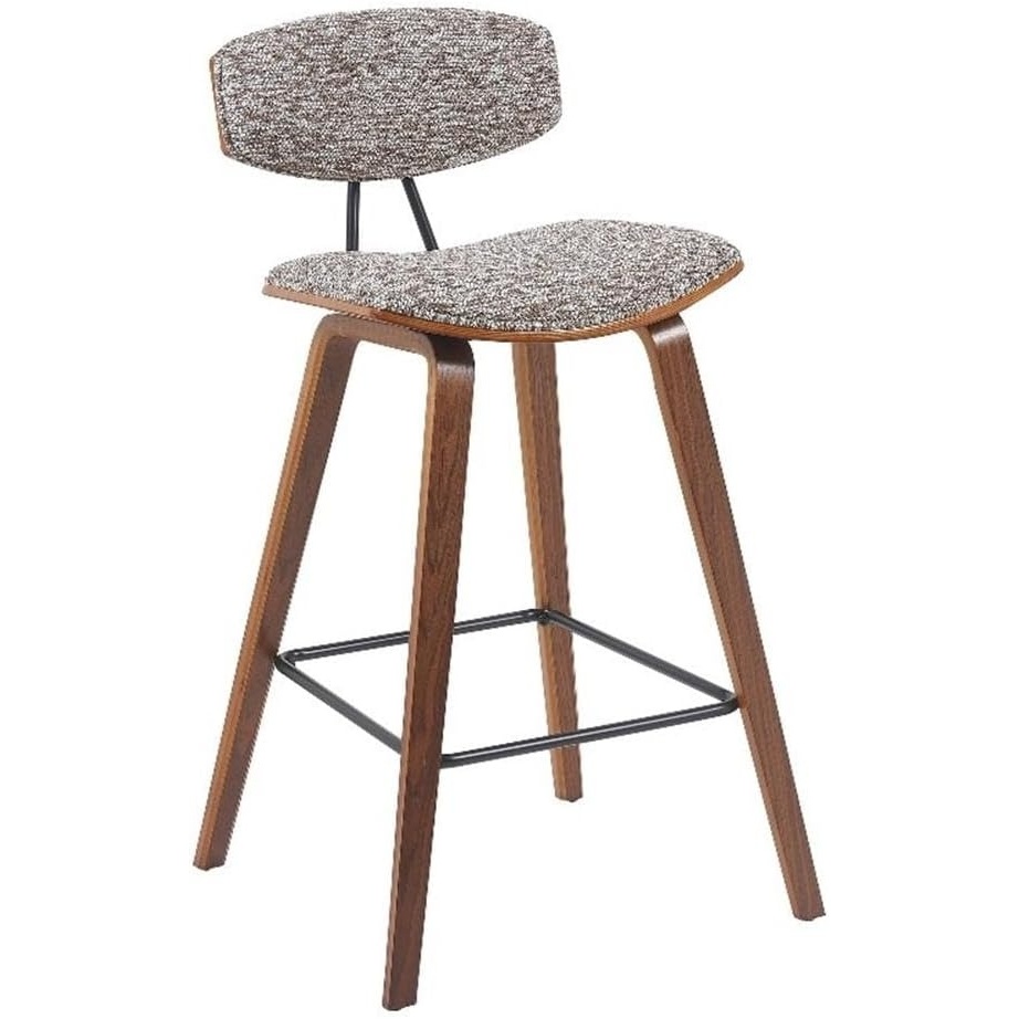 image:imageFox Modern Counter Height Bar Stool with Speckled Blue Upholstered Seat and Black Brushed Wood Frame Set of 2Speckled Brown FabricWalnut