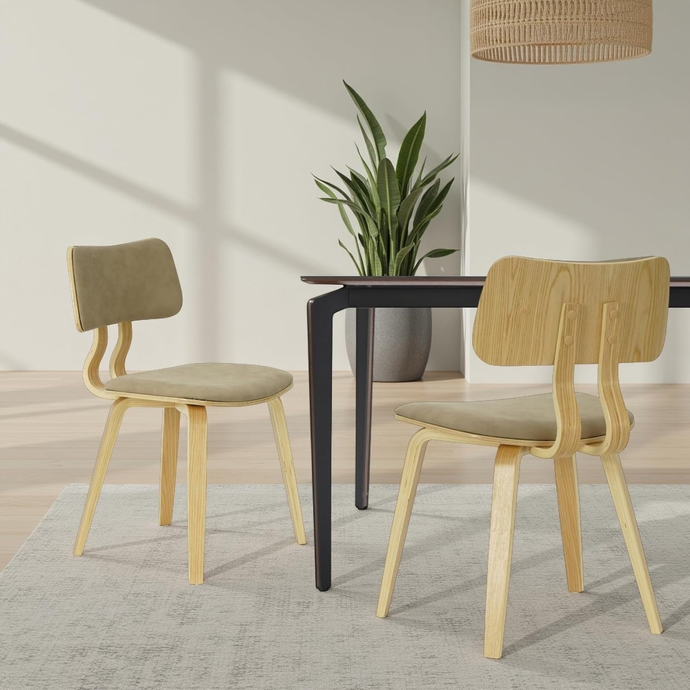 image:imageJaguar Vintage Green Curved Back Wood Dining Chair with Faux Leather Seat Set of 3Vintage Taupe