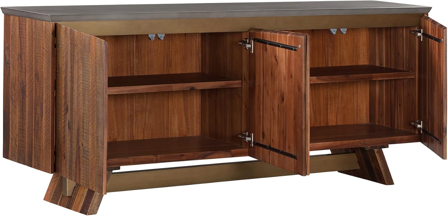 image:imageArmen Living Picadilly 4 Door Sideboard Buffet in Acacia Wood and Concrete
