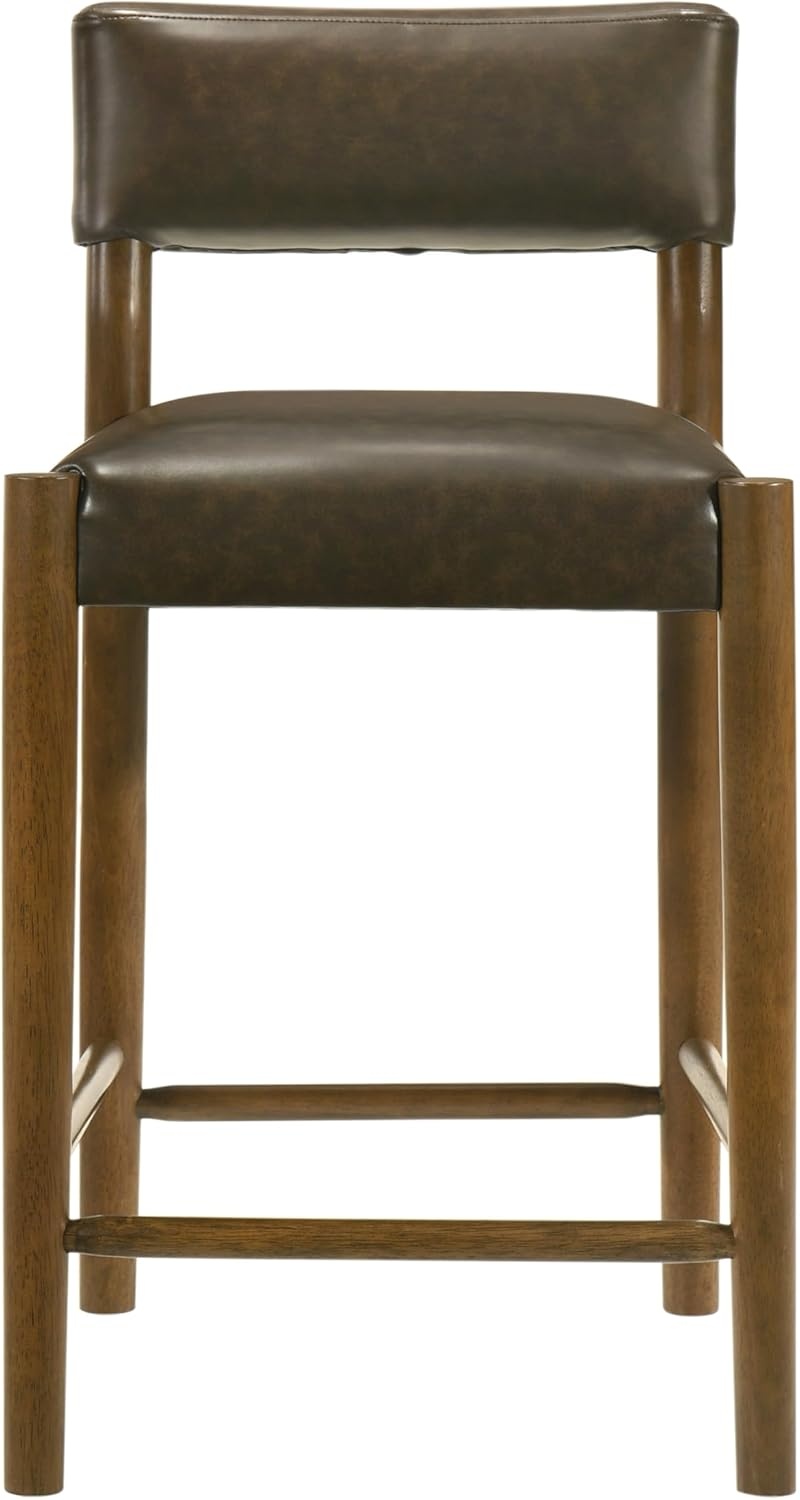 image:imageBennet 5Piece Pub Wood Dining Set with Walnut Finished Top Table and Faux Leather Counter Height Bar Stools