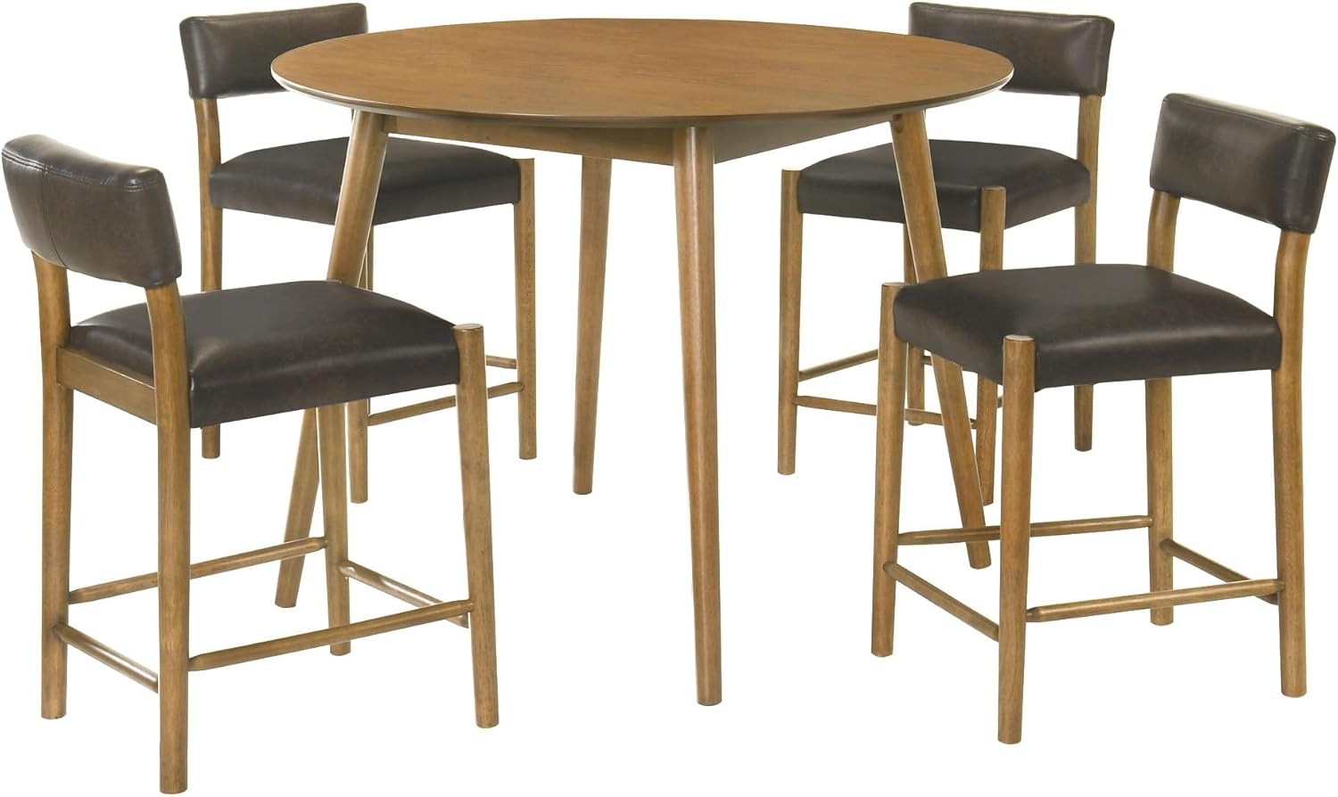 image:imageBennet 5Piece Pub Wood Dining Set with Walnut Finished Top Table and Faux Leather Counter Height Bar Stools