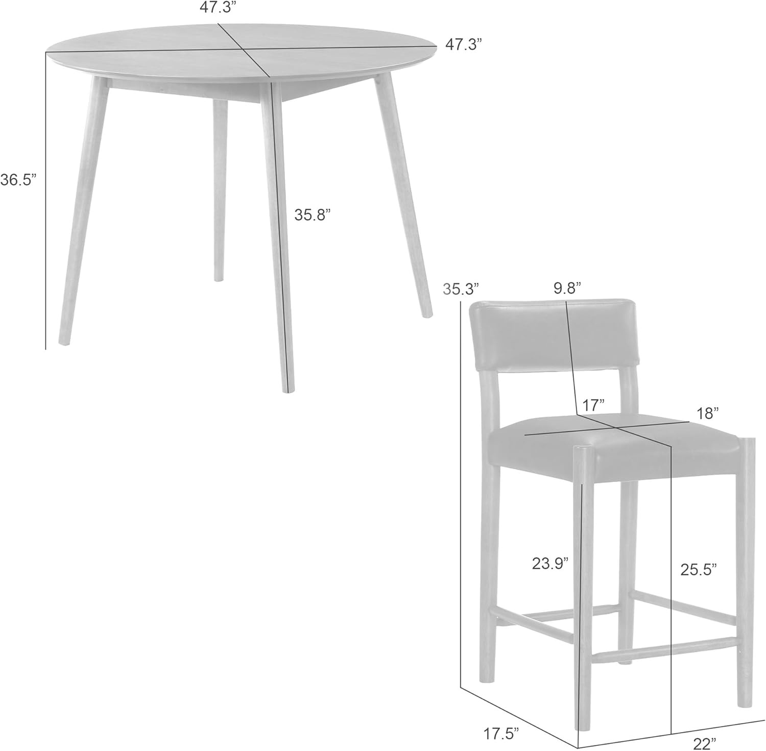 image:imageBennet 5Piece Pub Wood Dining Set with Walnut Finished Top Table and Faux Leather Counter Height Bar Stools
