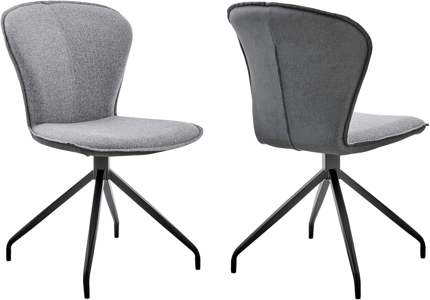image:imagePetrie Dining Room Accent Chair in Gray Fabric and Faux Leather with Black Finish Set of 4Set of 4