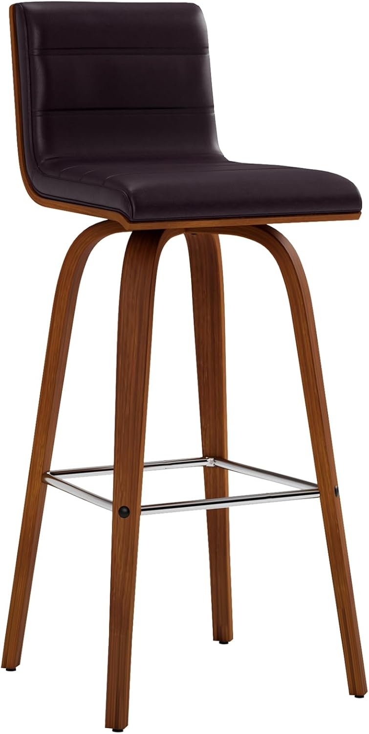 image:imageVienna 26 Swivel Counter Stool in Walnut Wood Finish with Brown Faux Leather Set of 2Brown Faux LeatherWalnut