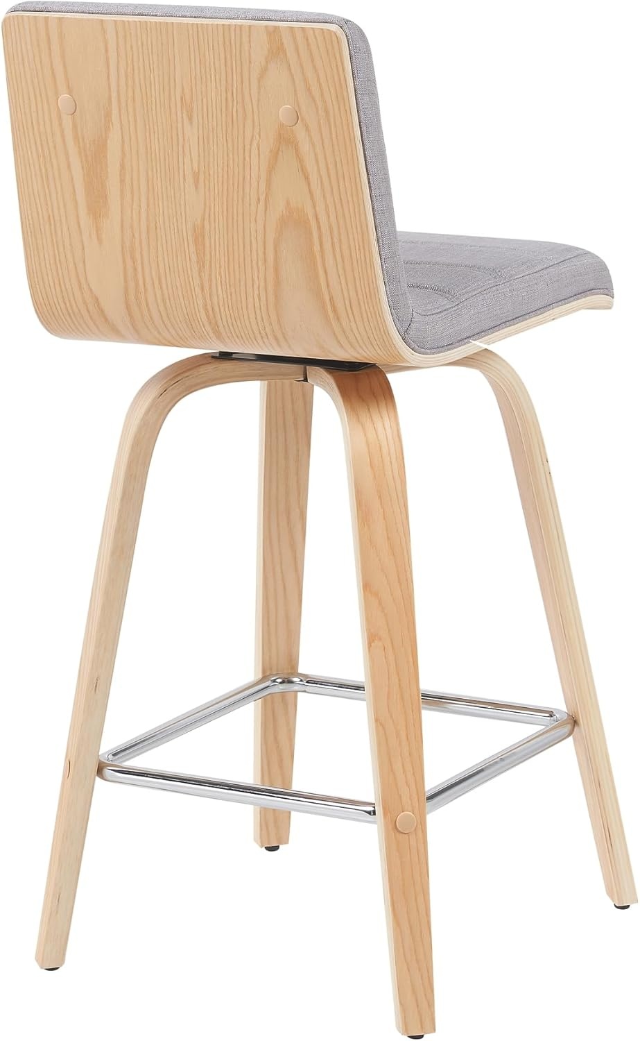 image:imageVienna 26 Swivel Counter Stool in Walnut Wood Finish with Brown Faux Leather Set of 2Gray FabricOak