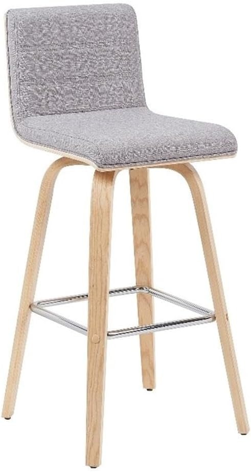 image:imageVienna 26 Swivel Counter Stool in Walnut Wood Finish with Brown Faux Leather Set of 2Gray FabricOak