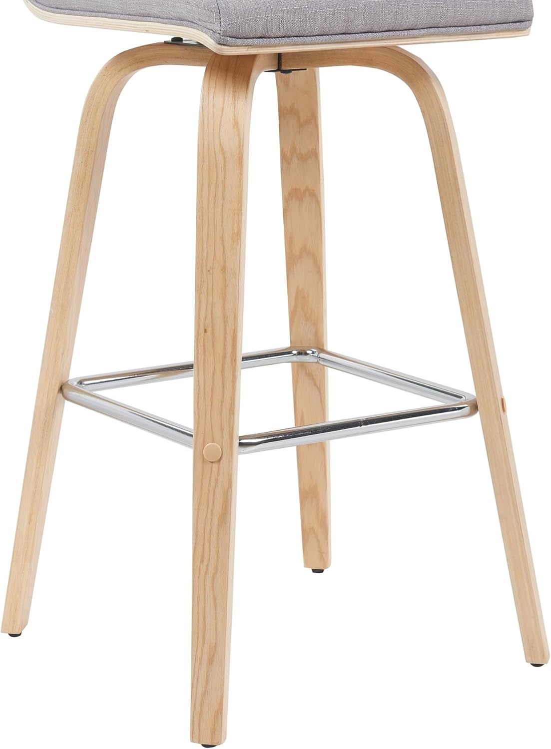 image:imageVienna 26 Swivel Counter Stool in Walnut Wood Finish with Brown Faux Leather Set of 2Gray FabricOak