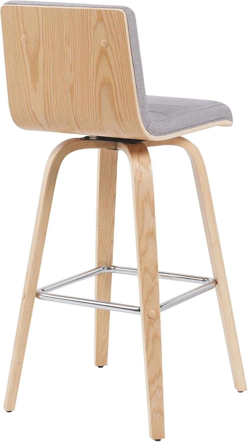 image:imageVienna 26 Swivel Counter Stool in Walnut Wood Finish with Brown Faux Leather Set of 2Gray FabricOak