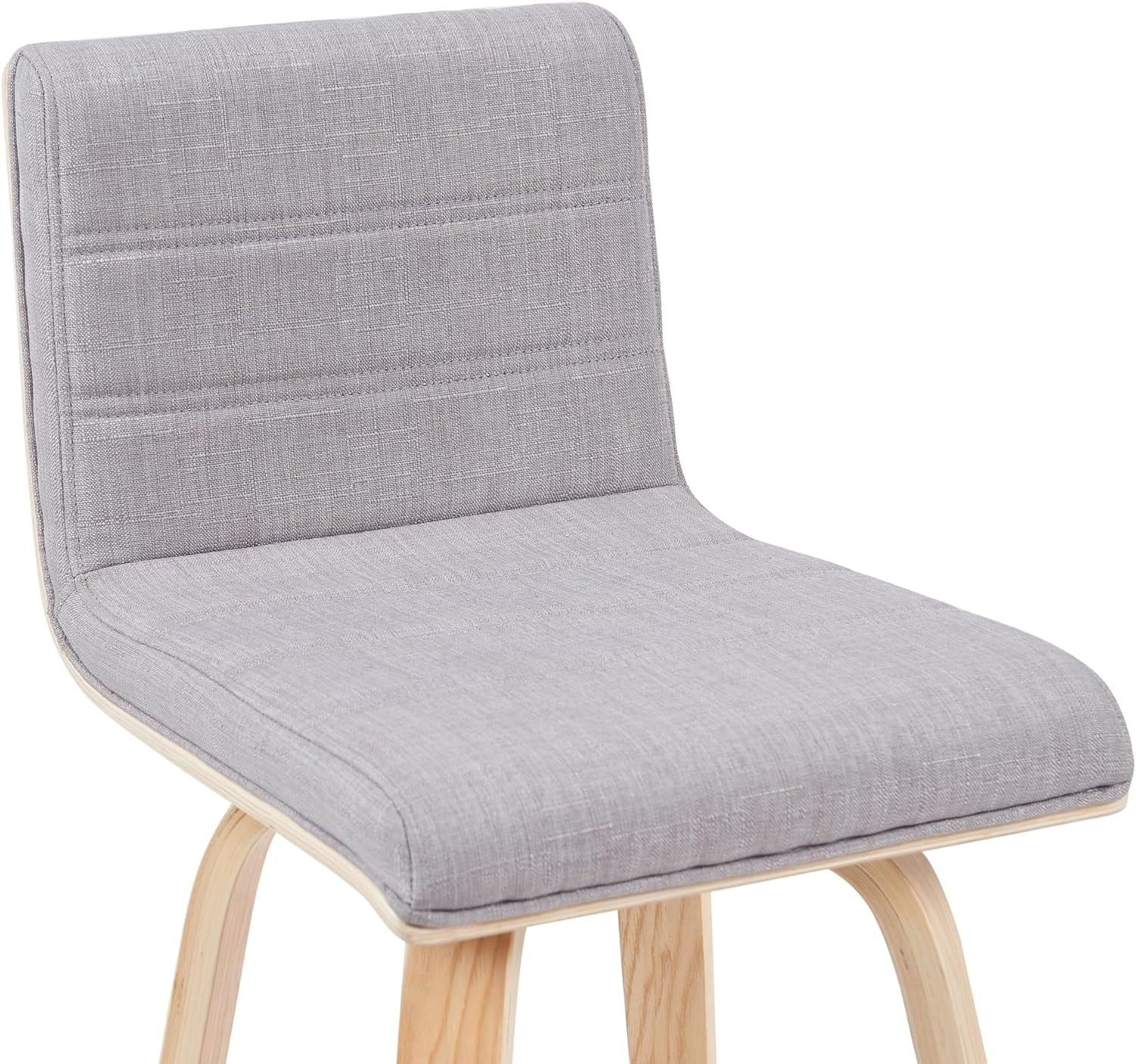 image:imageVienna 26 Swivel Counter Stool in Walnut Wood Finish with Brown Faux Leather Set of 2Gray FabricOak