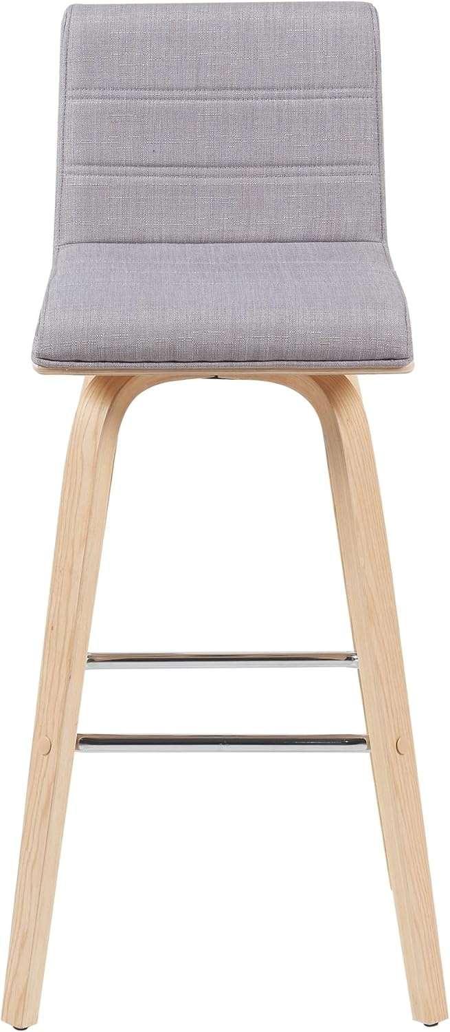 image:imageVienna 26 Swivel Counter Stool in Walnut Wood Finish with Brown Faux Leather Set of 2Gray FabricOak