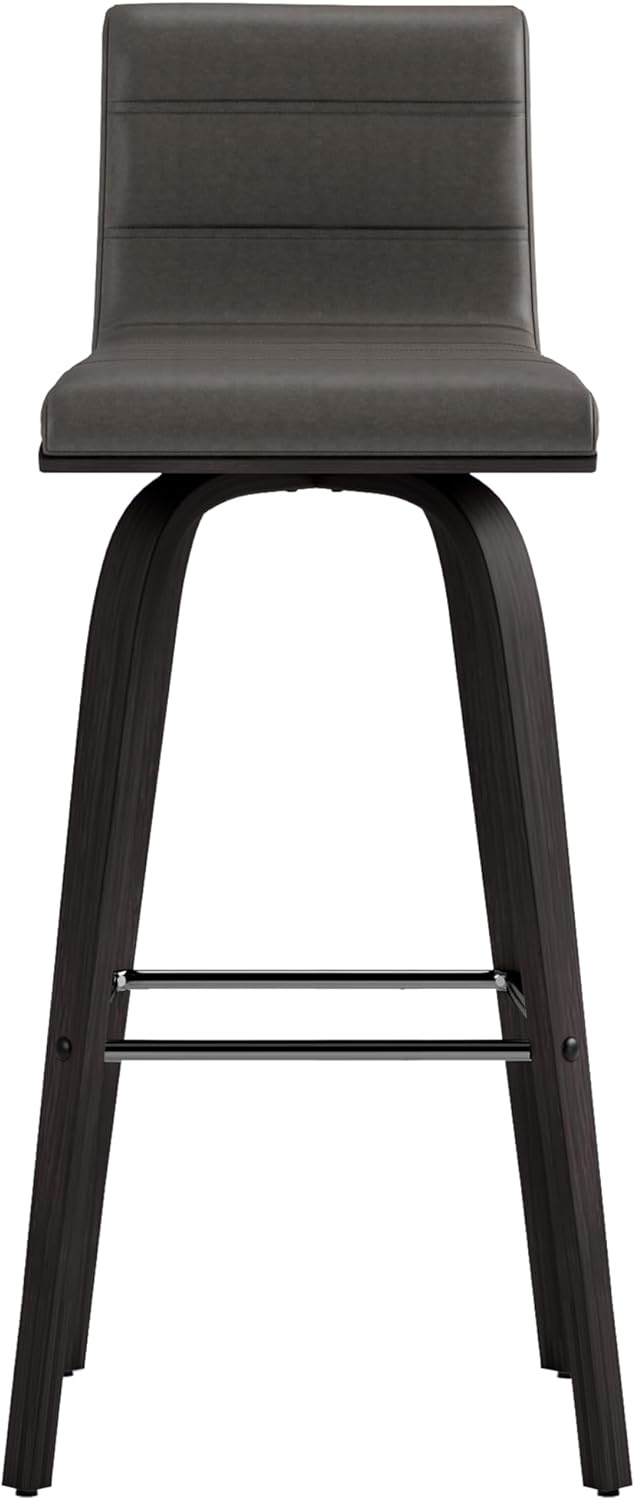 image:imageVienna 26 Swivel Counter Stool in Walnut Wood Finish with Brown Faux Leather Set of 2Gray Faux LeatherBlack