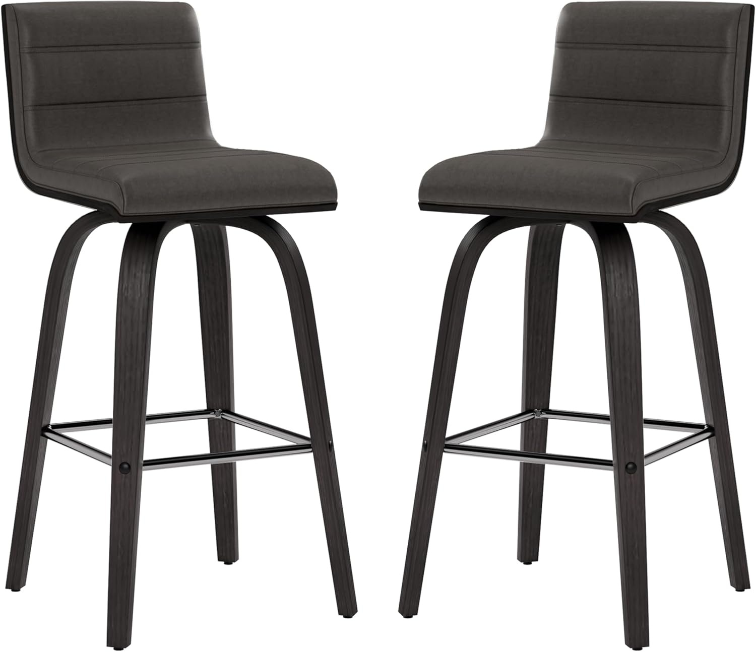 image:imageVienna 26 Swivel Counter Stool in Walnut Wood Finish with Brown Faux Leather Set of 2Gray Faux LeatherBlack