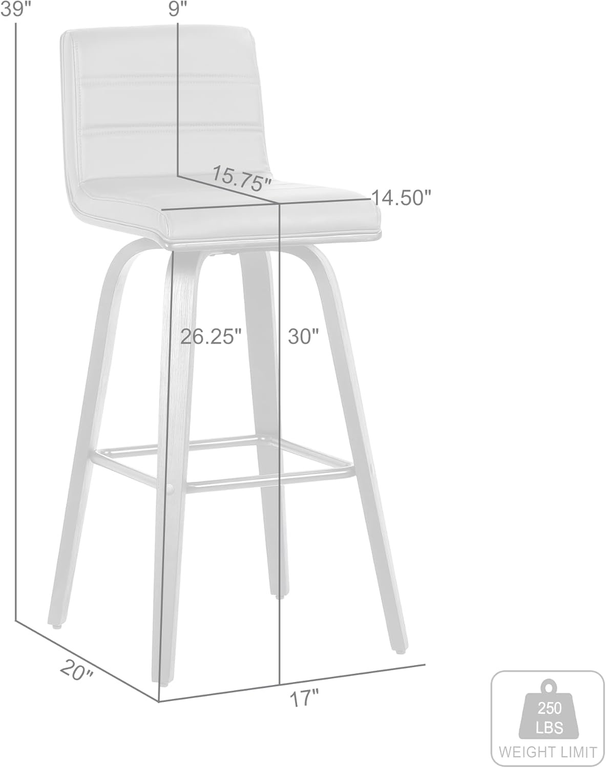 image:imageVienna 26 Swivel Counter Stool in Walnut Wood Finish with Brown Faux Leather Set of 2Gray Faux LeatherBlack