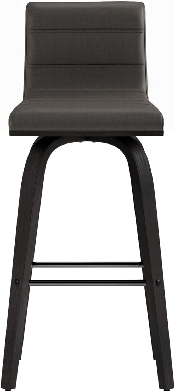 image:imageVienna 26 Swivel Counter Stool in Walnut Wood Finish with Brown Faux Leather Set of 2Gray Faux LeatherBlack