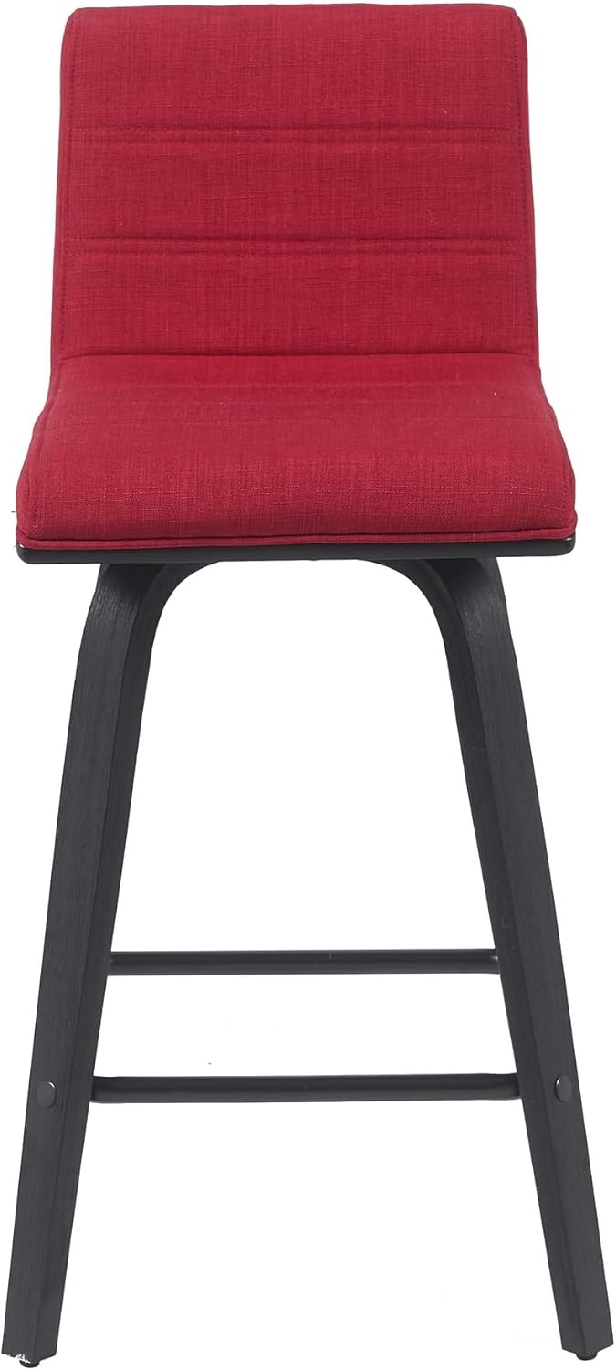 image:imageVienna 26 Swivel Counter Stool in Walnut Wood Finish with Brown Faux Leather Set of 2Red FabricBlack