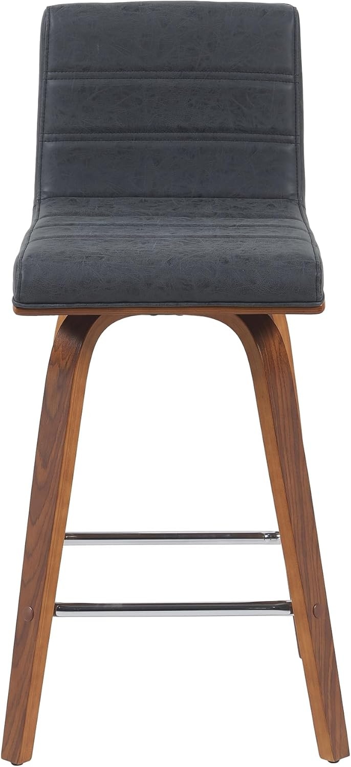 image:imageVienna 26 Swivel Counter Stool in Walnut Wood Finish with Brown Faux Leather Set of 2Vintage Black Faux LeatherWalnut