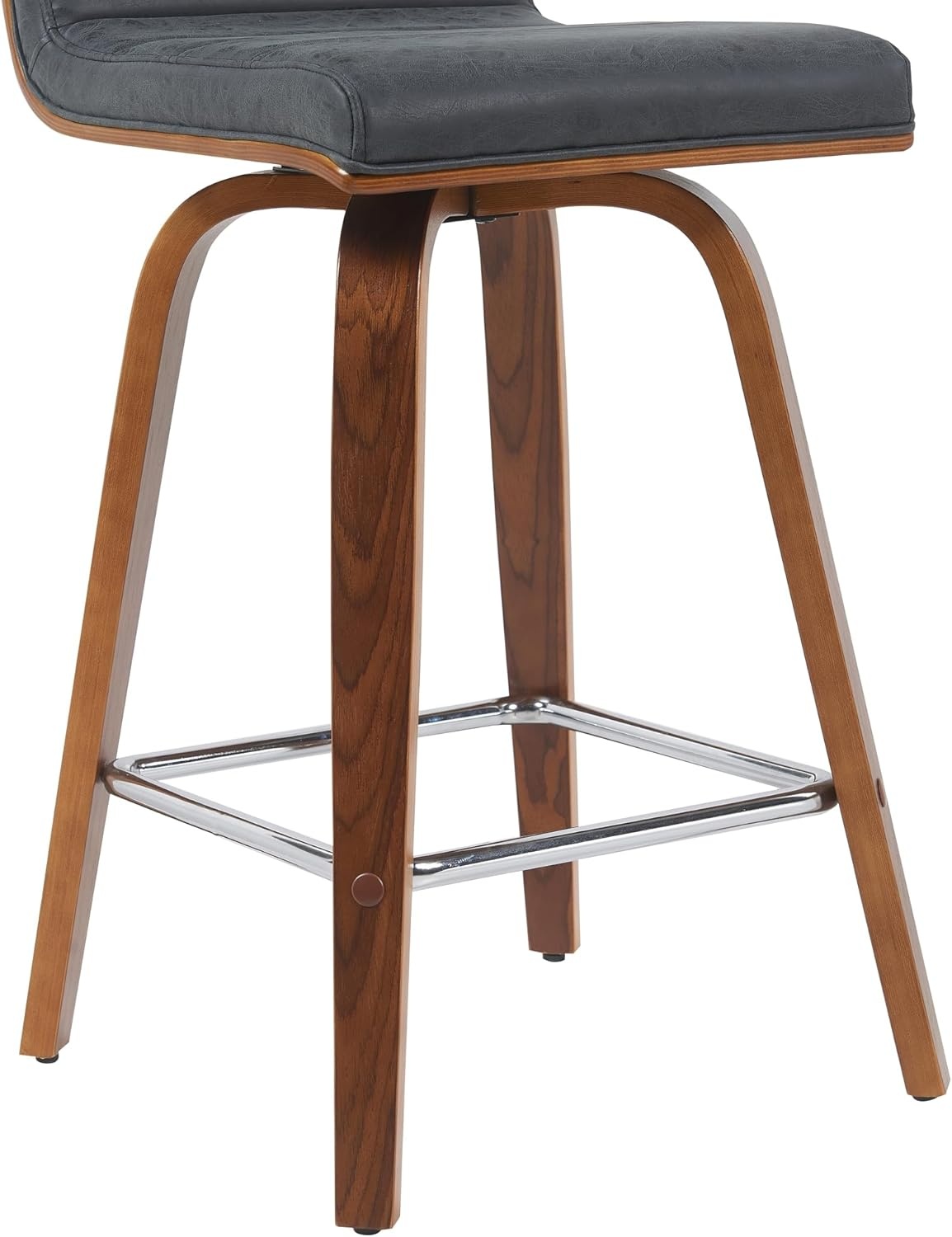 image:imageVienna 26 Swivel Counter Stool in Walnut Wood Finish with Brown Faux Leather Set of 2Vintage Black Faux LeatherWalnut
