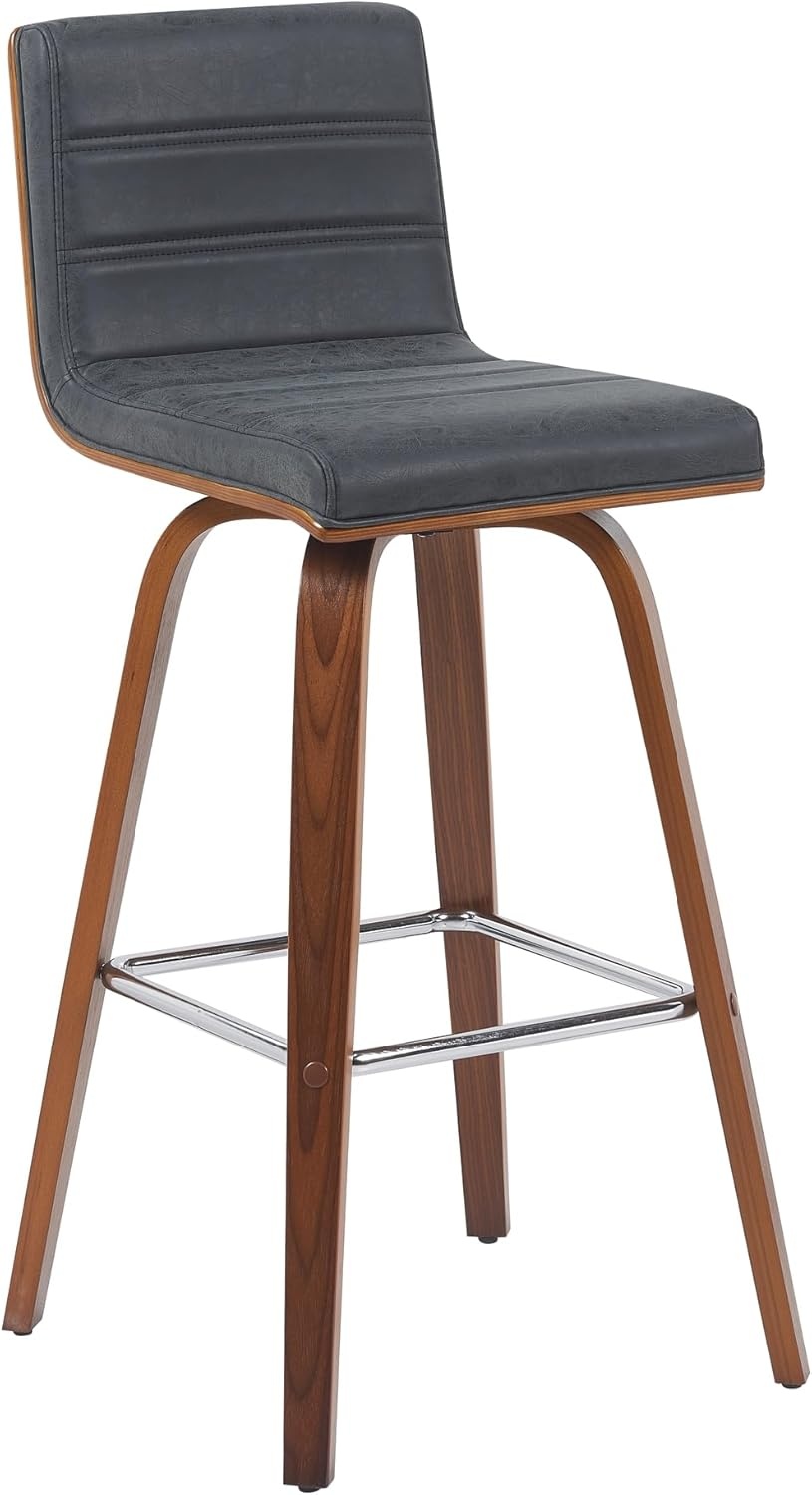 image:imageVienna 26 Swivel Counter Stool in Walnut Wood Finish with Brown Faux Leather Set of 2Vintage Black Faux LeatherWalnut