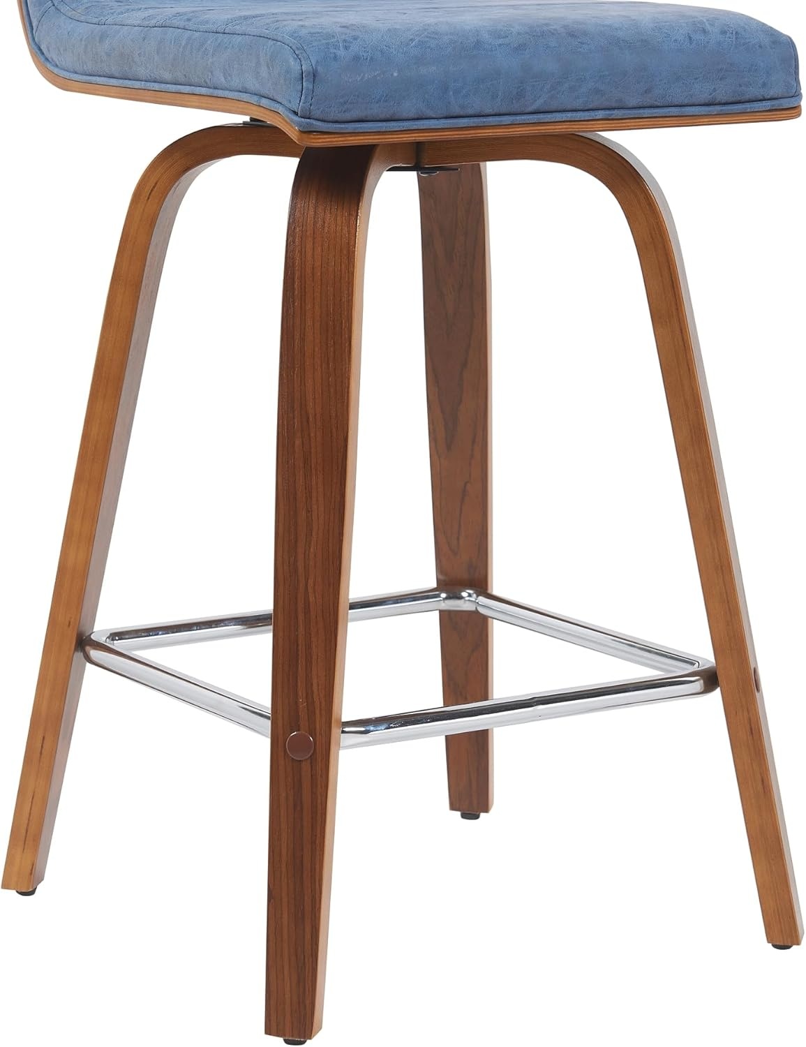 image:imageVienna 26 Swivel Counter Stool in Walnut Wood Finish with Brown Faux Leather Set of 2Vintage Blue Faux LeatherWalnut