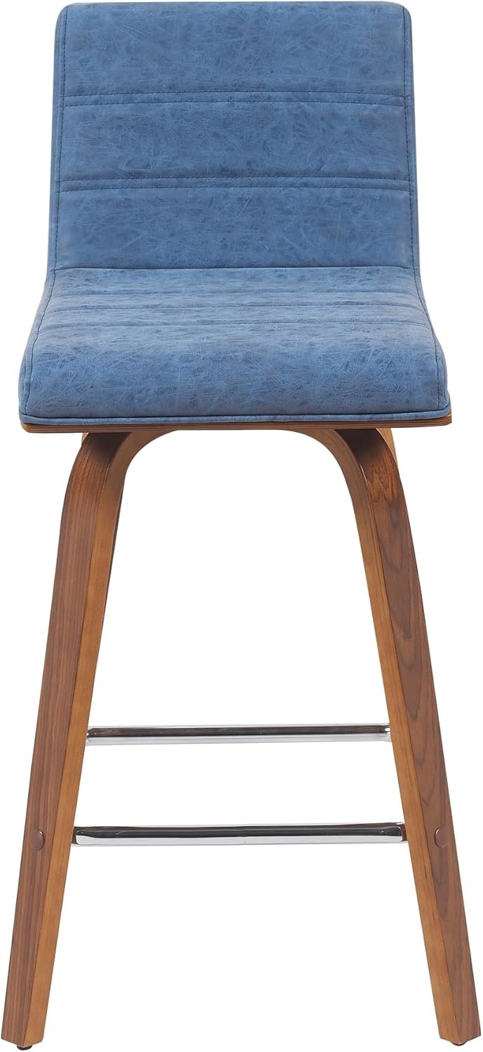 image:imageVienna 26 Swivel Counter Stool in Walnut Wood Finish with Brown Faux Leather Set of 2Vintage Blue Faux LeatherWalnut