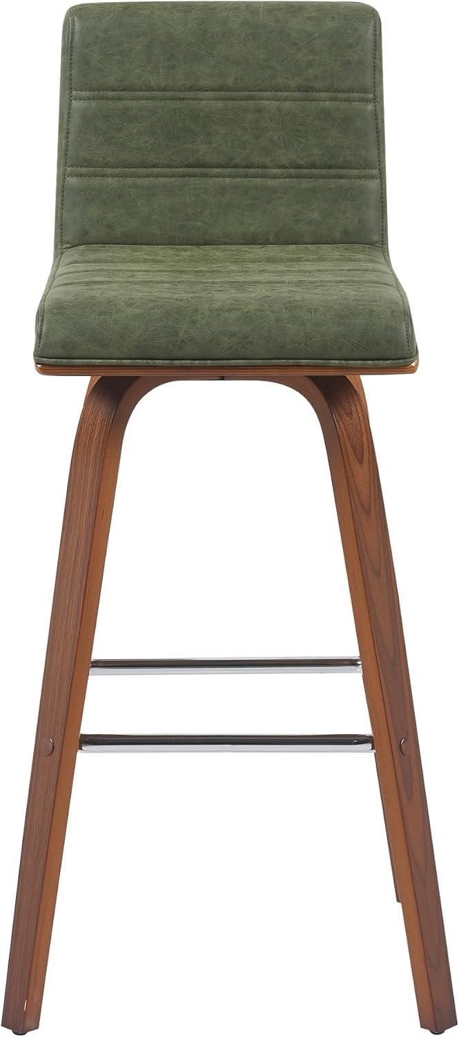 image:imageVienna 26 Swivel Counter Stool in Walnut Wood Finish with Brown Faux Leather Set of 2Vintage Green Faux LeatherWalnut