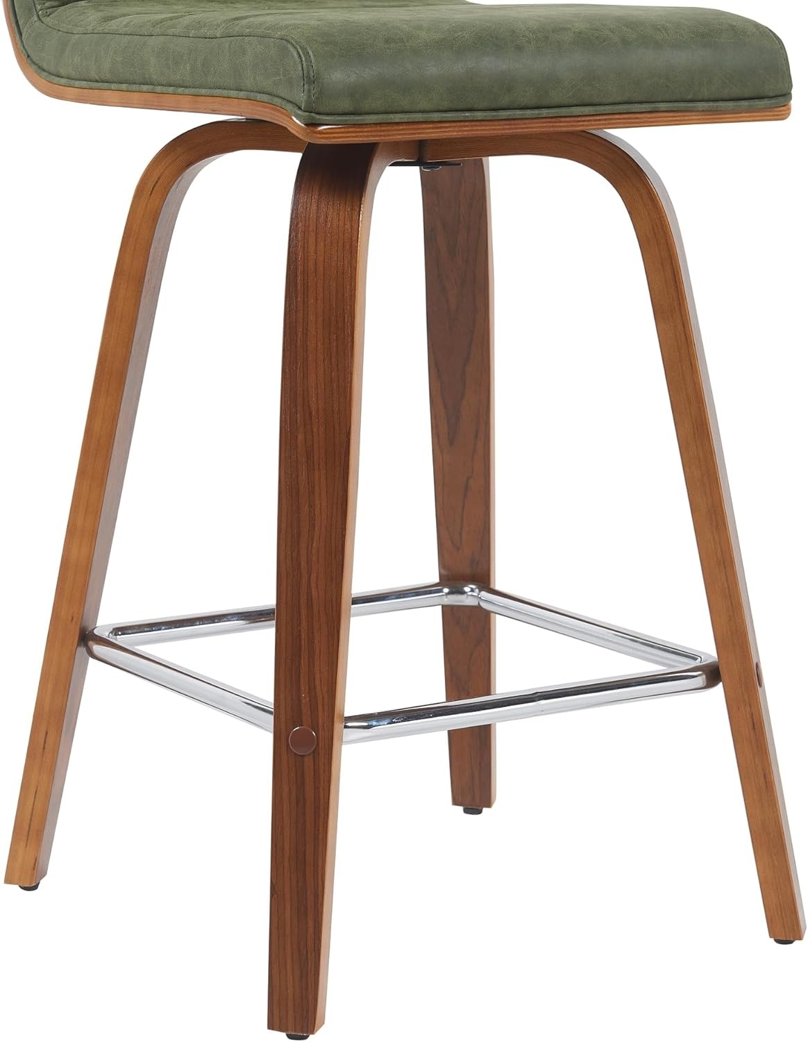 image:imageVienna 26 Swivel Counter Stool in Walnut Wood Finish with Brown Faux Leather Set of 2Vintage Green Faux LeatherWalnut