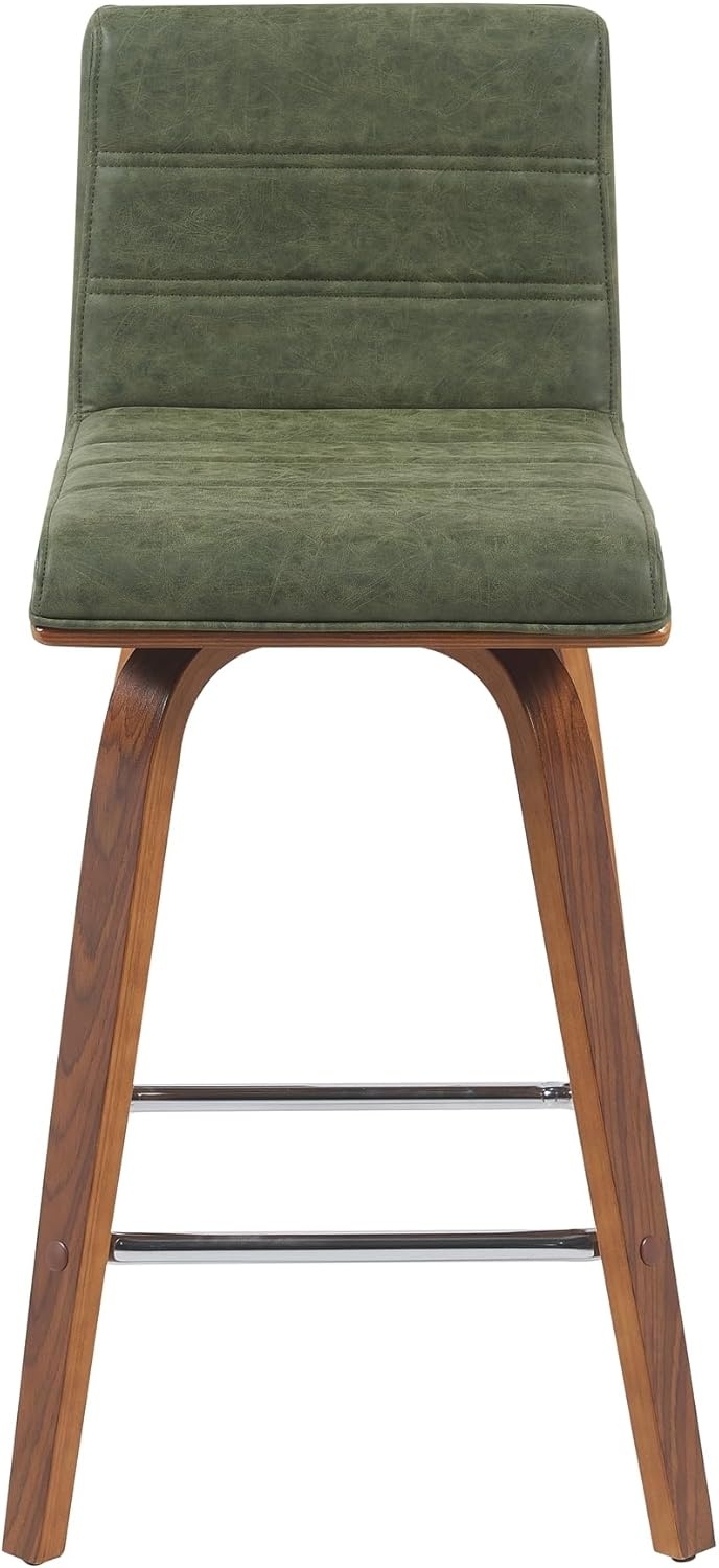image:imageVienna 26 Swivel Counter Stool in Walnut Wood Finish with Brown Faux Leather Set of 2Vintage Green Faux LeatherWalnut