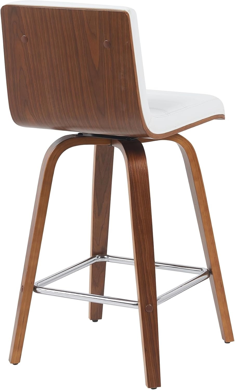 image:imageVienna 26 Swivel Counter Stool in Walnut Wood Finish with Brown Faux Leather Set of 2White Faux LeatherWalnut