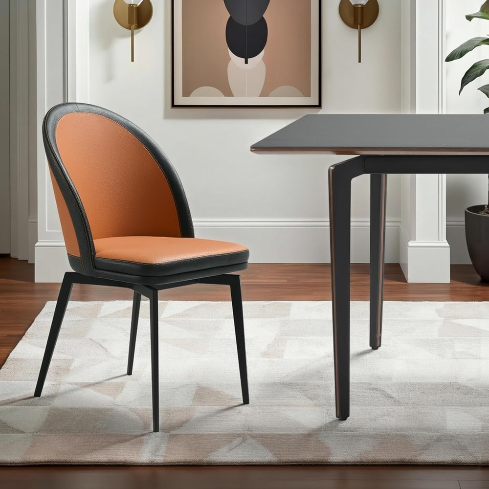 image:imageABEL Modern Swivel Curved Back Auburn Brown Upholstered Dining Chair Set of 6Set of 4